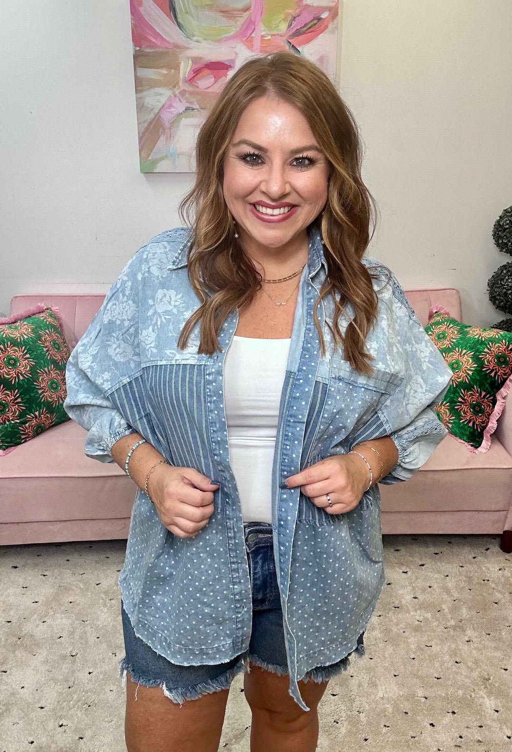 Denim Ice Dream Top - Ballyhoo Boutique and Gift