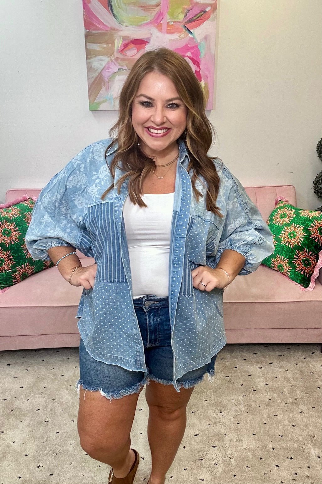 Denim Ice Dream Top - Ballyhoo Boutique and Gift