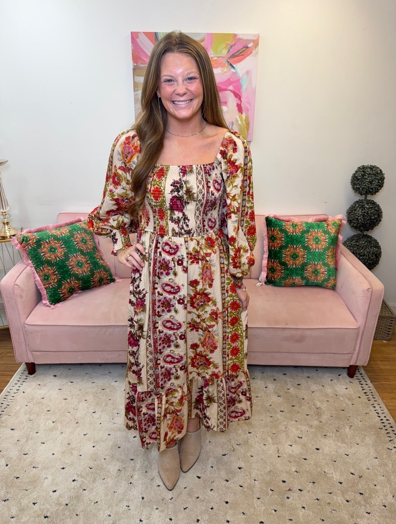 Elegant Abstract Dress - Ballyhoo Boutique and Gift