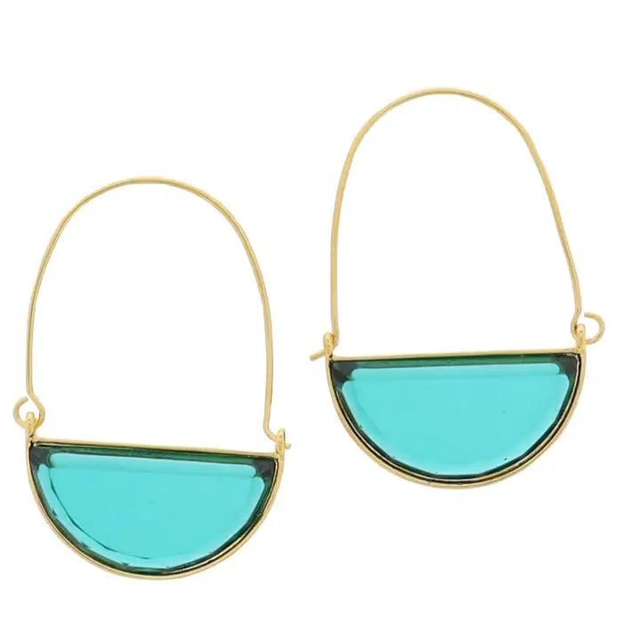Emerald Half Circle Earrings - Ballyhoo Boutique and Gift