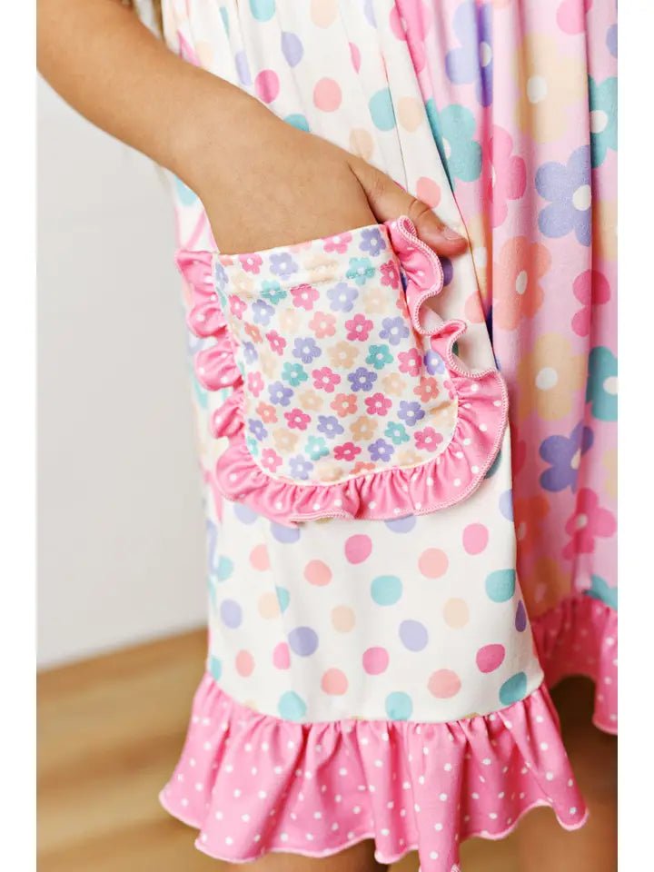 Floral & Stripe Panel Tie Dress - Ballyhoo Boutique and Gift