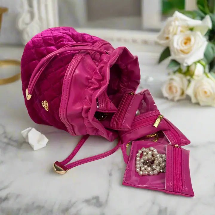 Fuchsia Velvet Jewelry Case - Ballyhoo Boutique and Gift