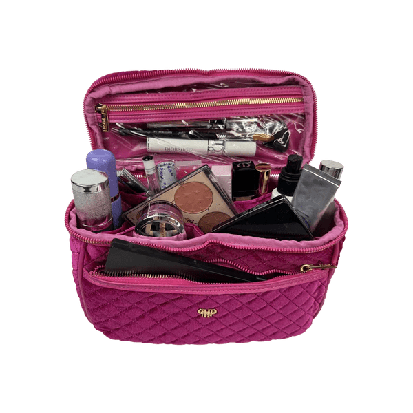 Fuchsia Velvet Train Case - Ballyhoo Boutique and Gift