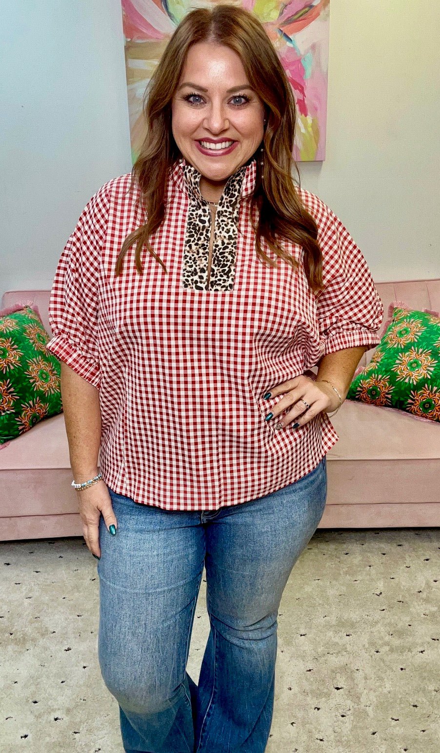 Gingham Roar Top - Ballyhoo Boutique and Gift