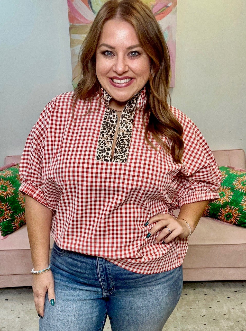 Gingham Roar Top - Ballyhoo Boutique and Gift