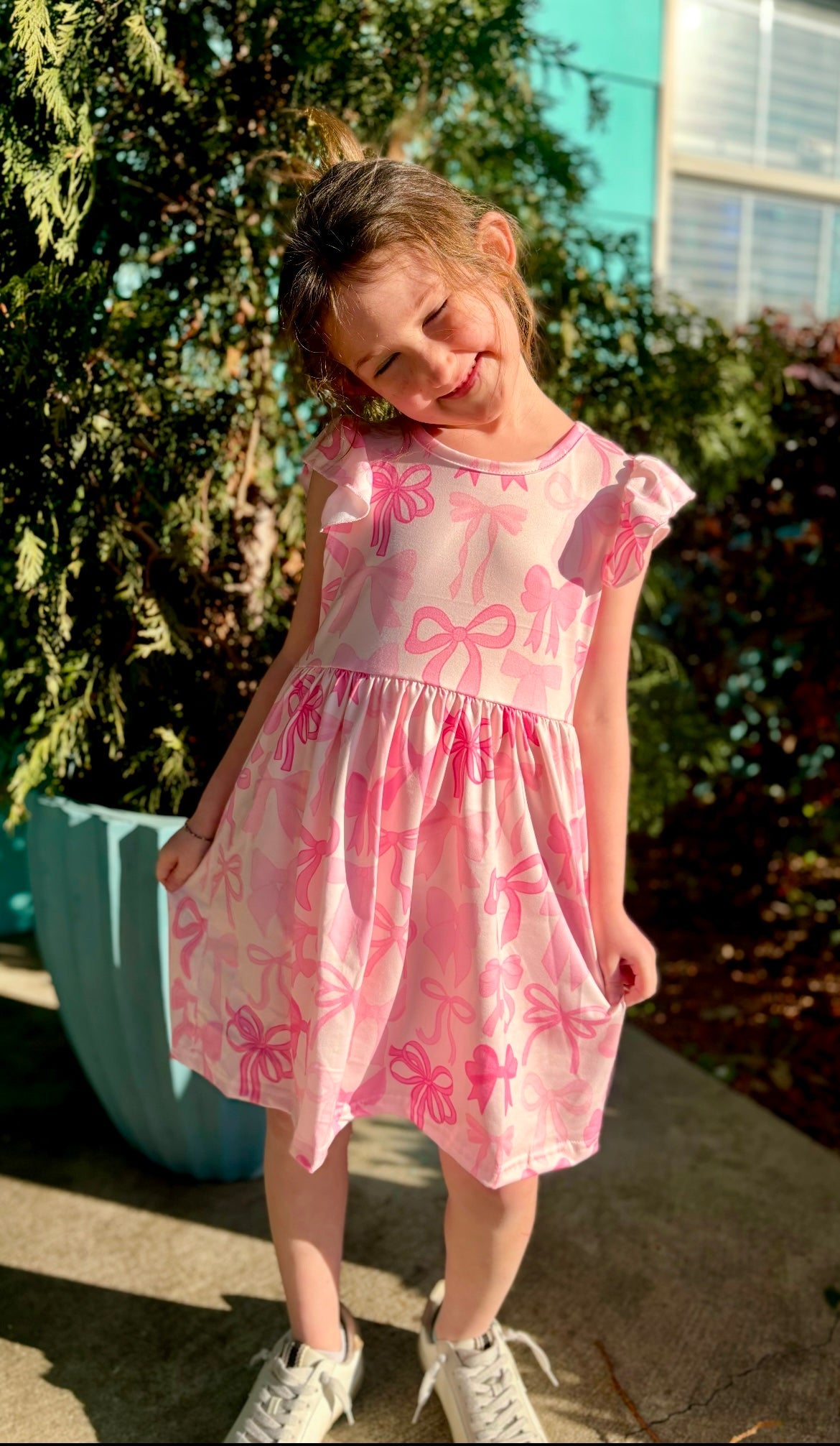 Girls Bow Dress - Ballyhoo Boutique and Gift