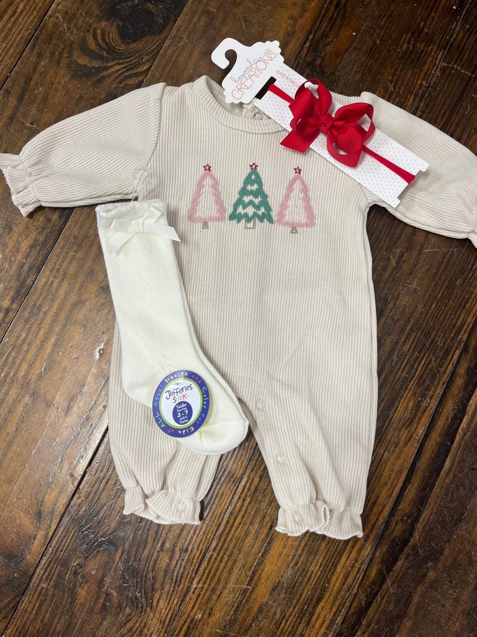 Girl's Christmas Tree Romper - Ballyhoo Boutique and Gift
