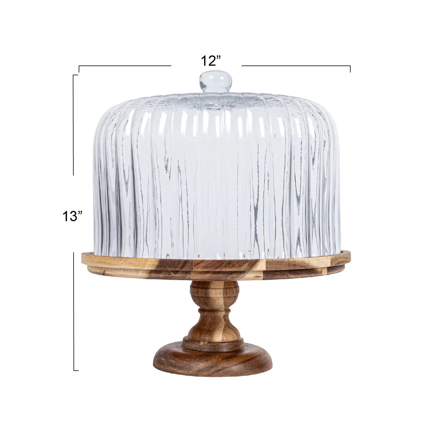 Glass Cake Stand/Wood Base - Ballyhoo Boutique and Gift