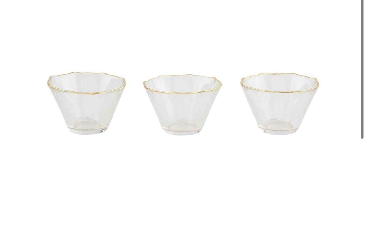 Gold Edge Glass Ramekin Set - Ballyhoo Boutique and Gift