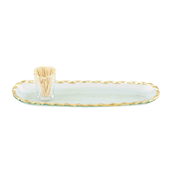 Gold Edge Tray & Toothpick Set - Ballyhoo Boutique and Gift