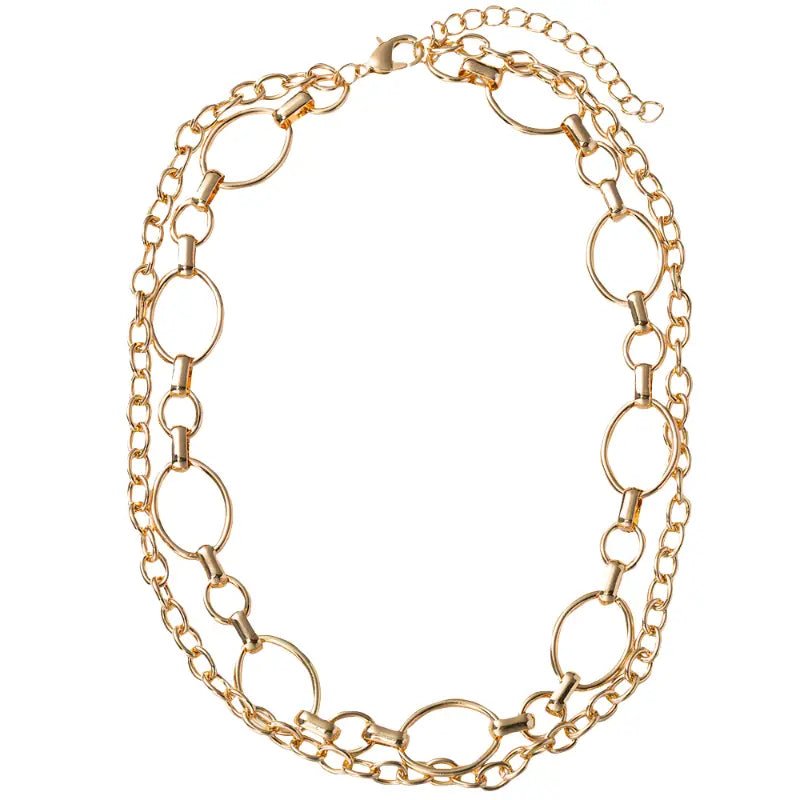 Gold Hoop Chain Necklaces - Ballyhoo Boutique and Gift