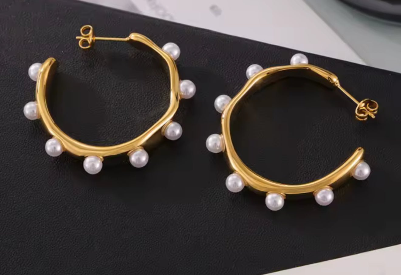 Gold Hoops w/ Pearls - Ballyhoo Boutique and Gift