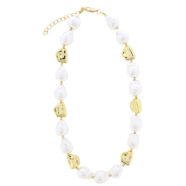 Gold & Pearl Beaded Necklace - Ballyhoo Boutique and Gift