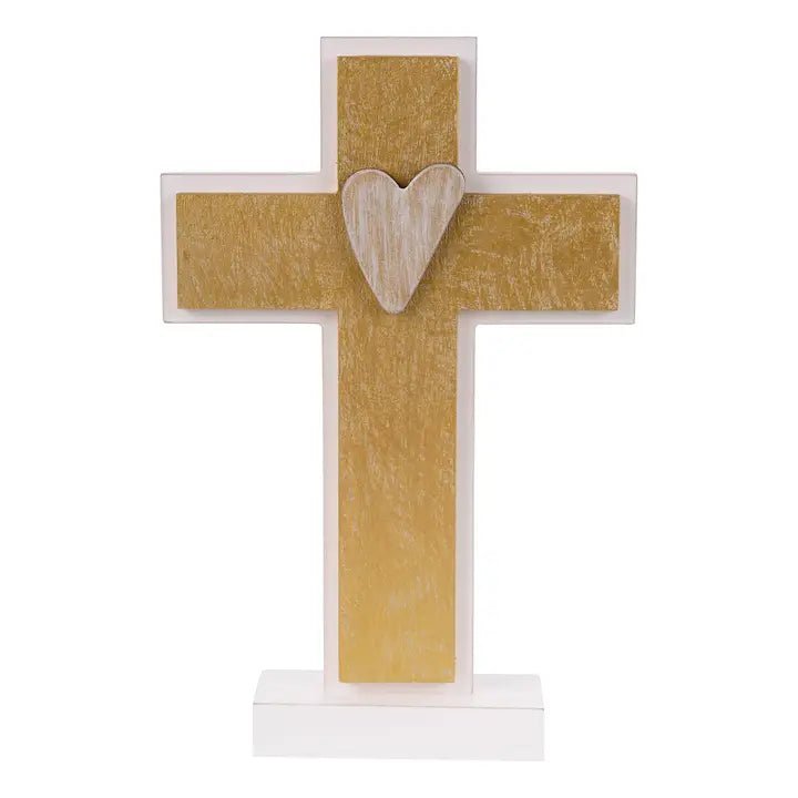 Gold Wooden Standing Cross - Ballyhoo Boutique and Gift