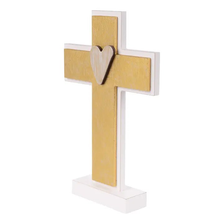 Gold Wooden Standing Cross - Ballyhoo Boutique and Gift