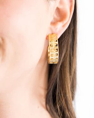 Greek Key Hoops - Ballyhoo Boutique and Gift