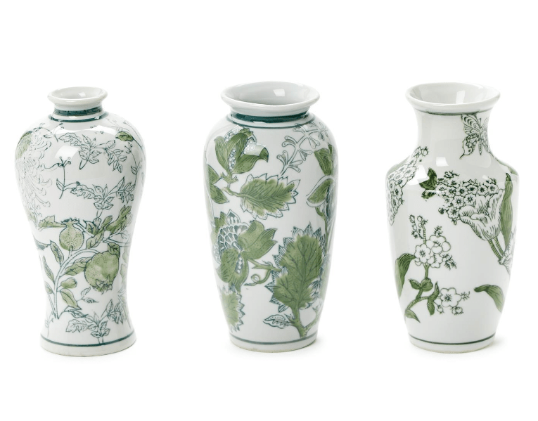 Green&White Chinoiserie Vases - Ballyhoo Boutique and Gift