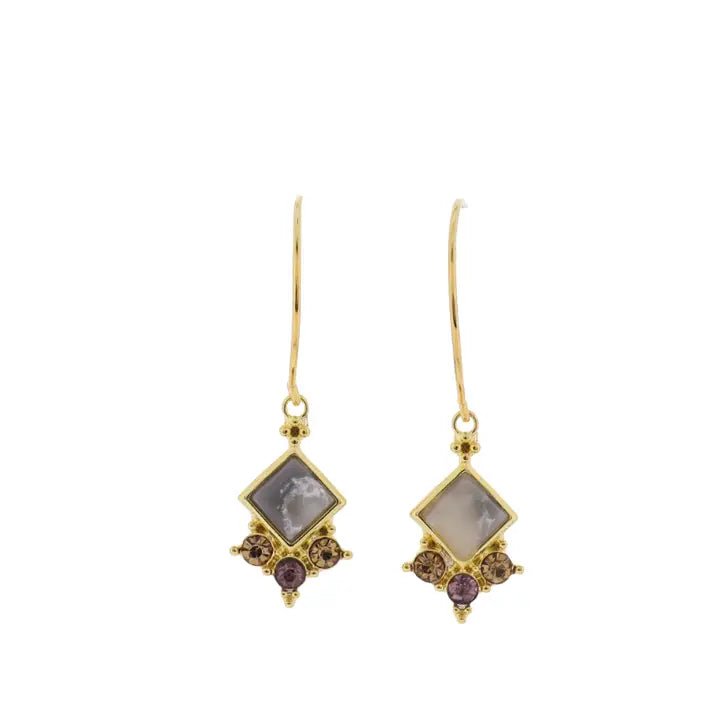 Grey Square Stone Earrings - Ballyhoo Boutique and Gift
