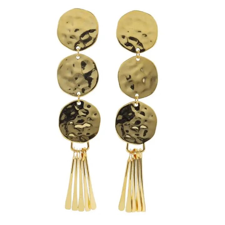 Hammered Disc/Fringe Earring - Ballyhoo Boutique and Gift