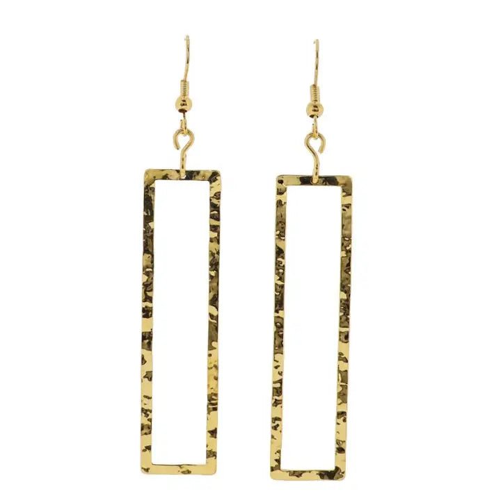 Hammered Rectangle Earrings - Ballyhoo Boutique and Gift