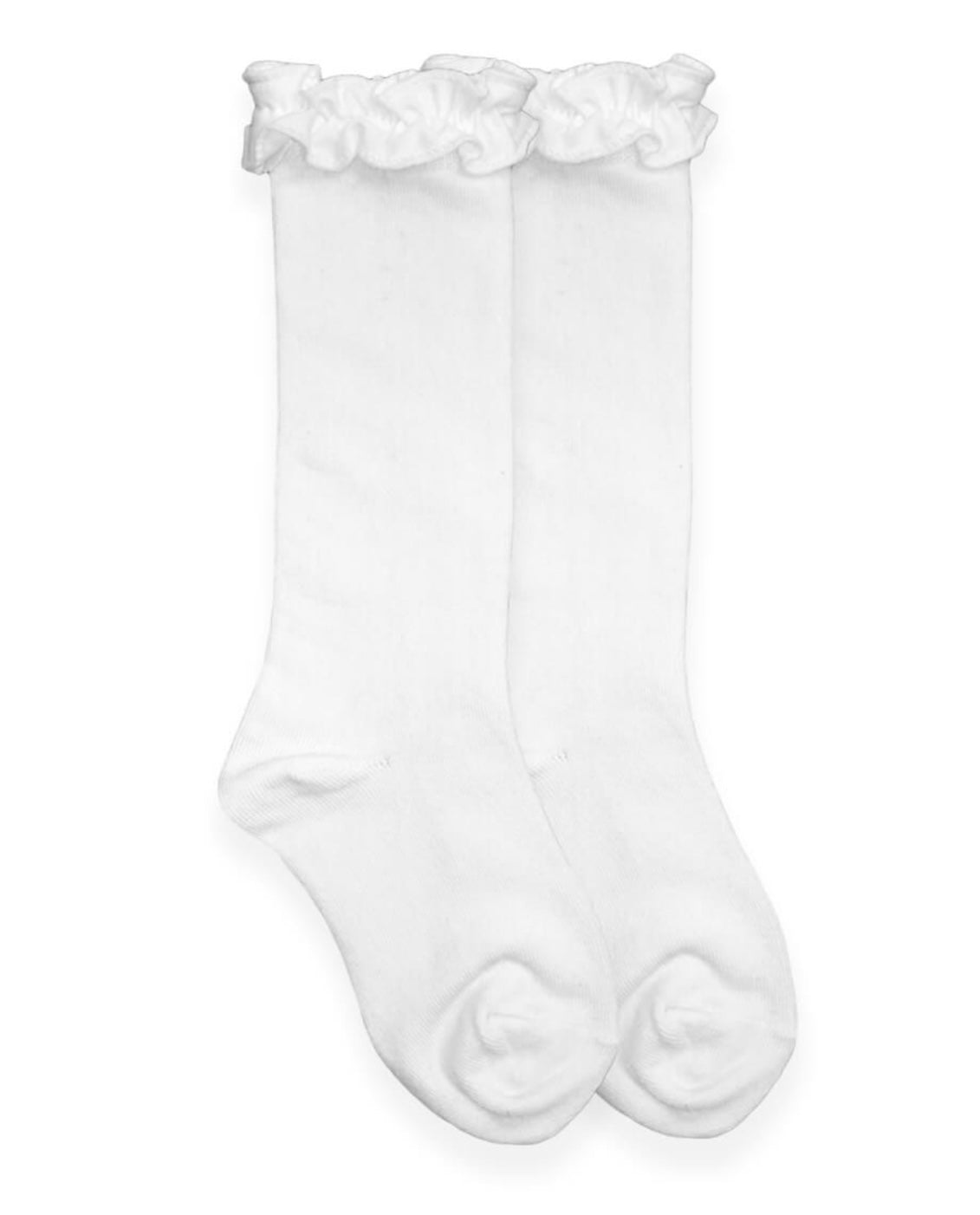 Jefferies Ruffle Knee High Socks (Small) - Ballyhoo Boutique and Gift