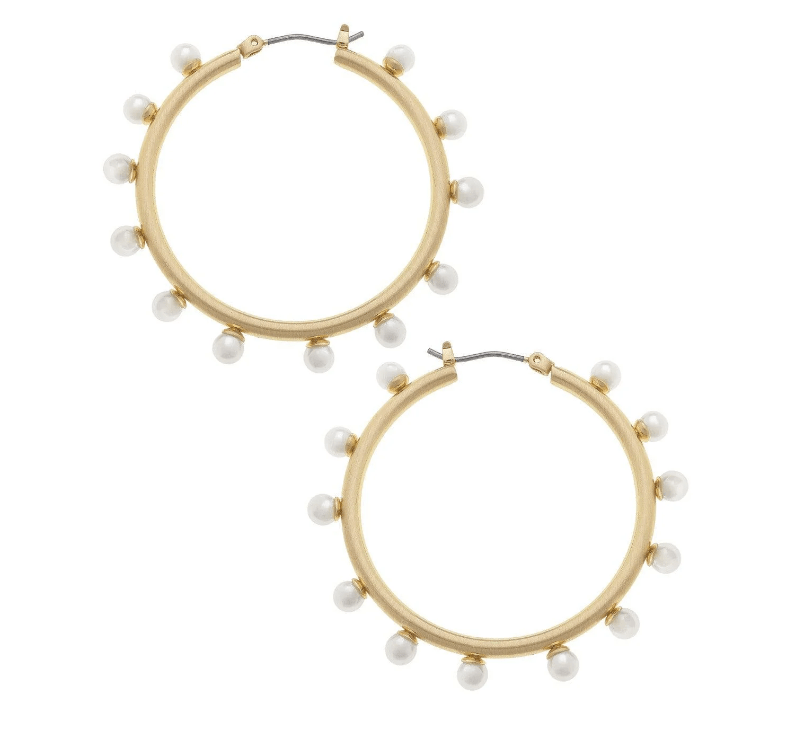 Katie Studded Metal Hoop Earrings - Ballyhoo Boutique and Gift