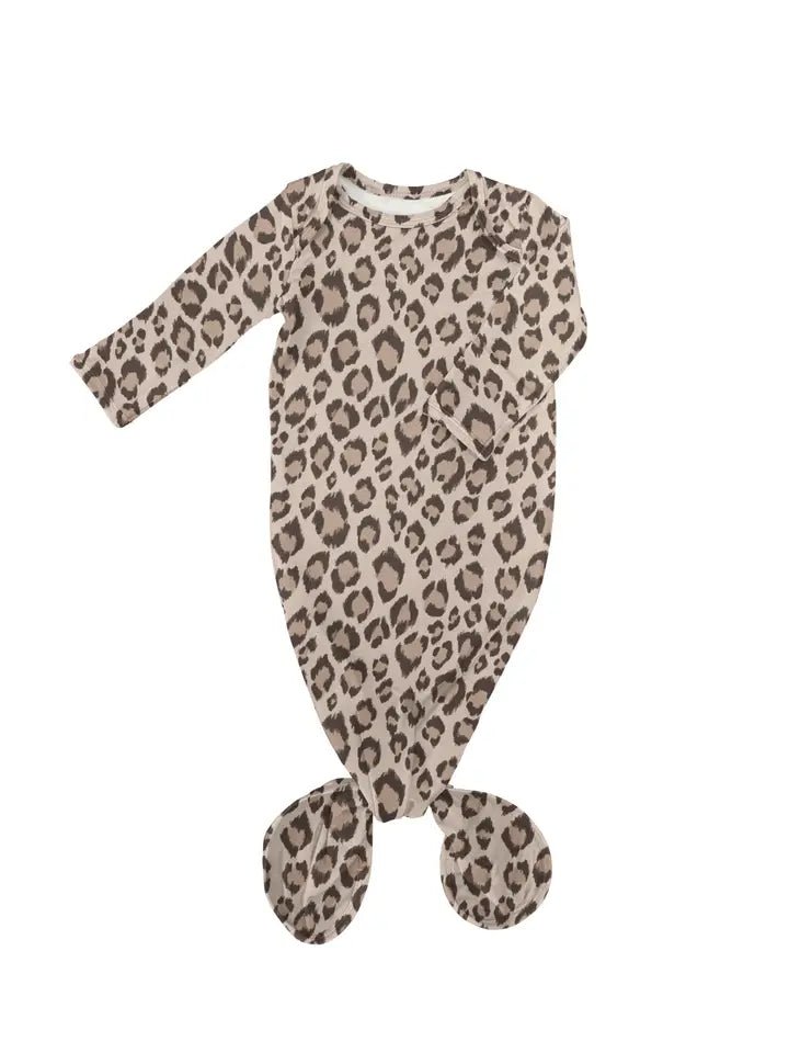 Knotted Infant Gown - Leopard - Ballyhoo Boutique and Gift