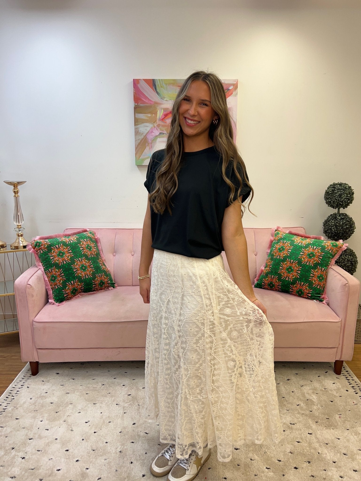 Lace Midi Skirt - Ballyhoo Boutique and Gift