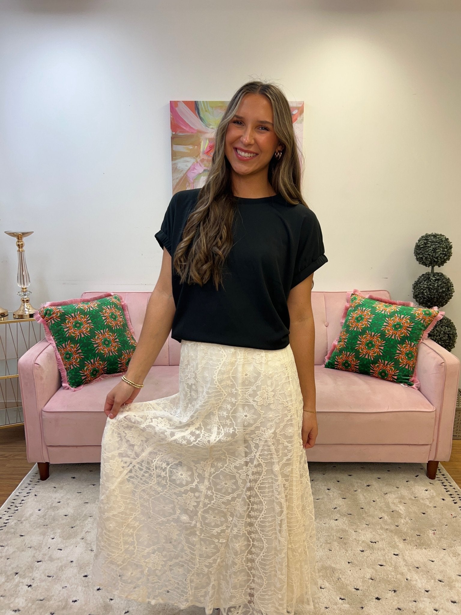 Lace Midi Skirt - Ballyhoo Boutique and Gift
