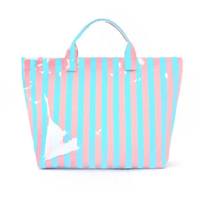 Large Striped Vinyl Tote Bags - Ballyhoo Boutique and Gift