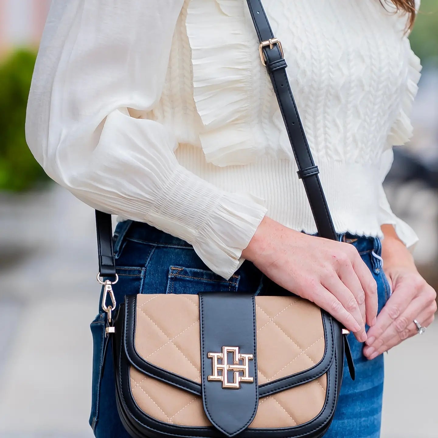 Latte/Black Griffin Crossbody - Ballyhoo Boutique and Gift