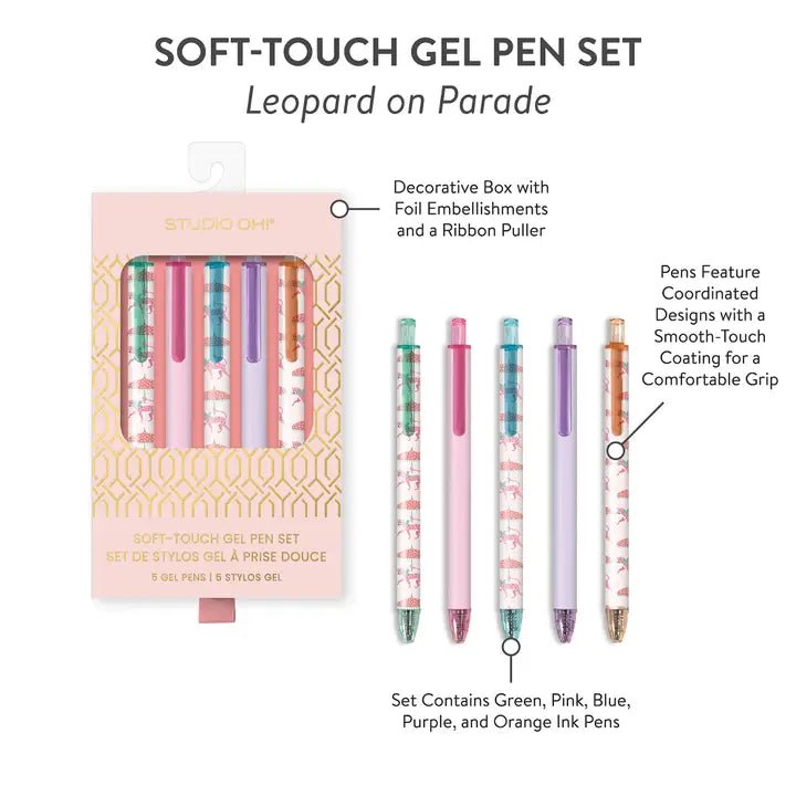 Leopard Gel Pen Set - Ballyhoo Boutique and Gift