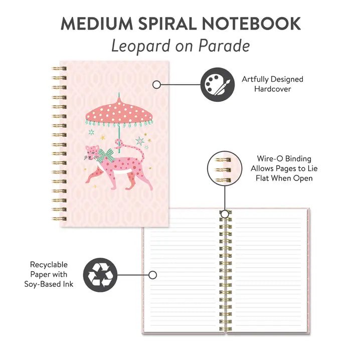 Leopard on Parade Spiral Notebook - Ballyhoo Boutique and Gift
