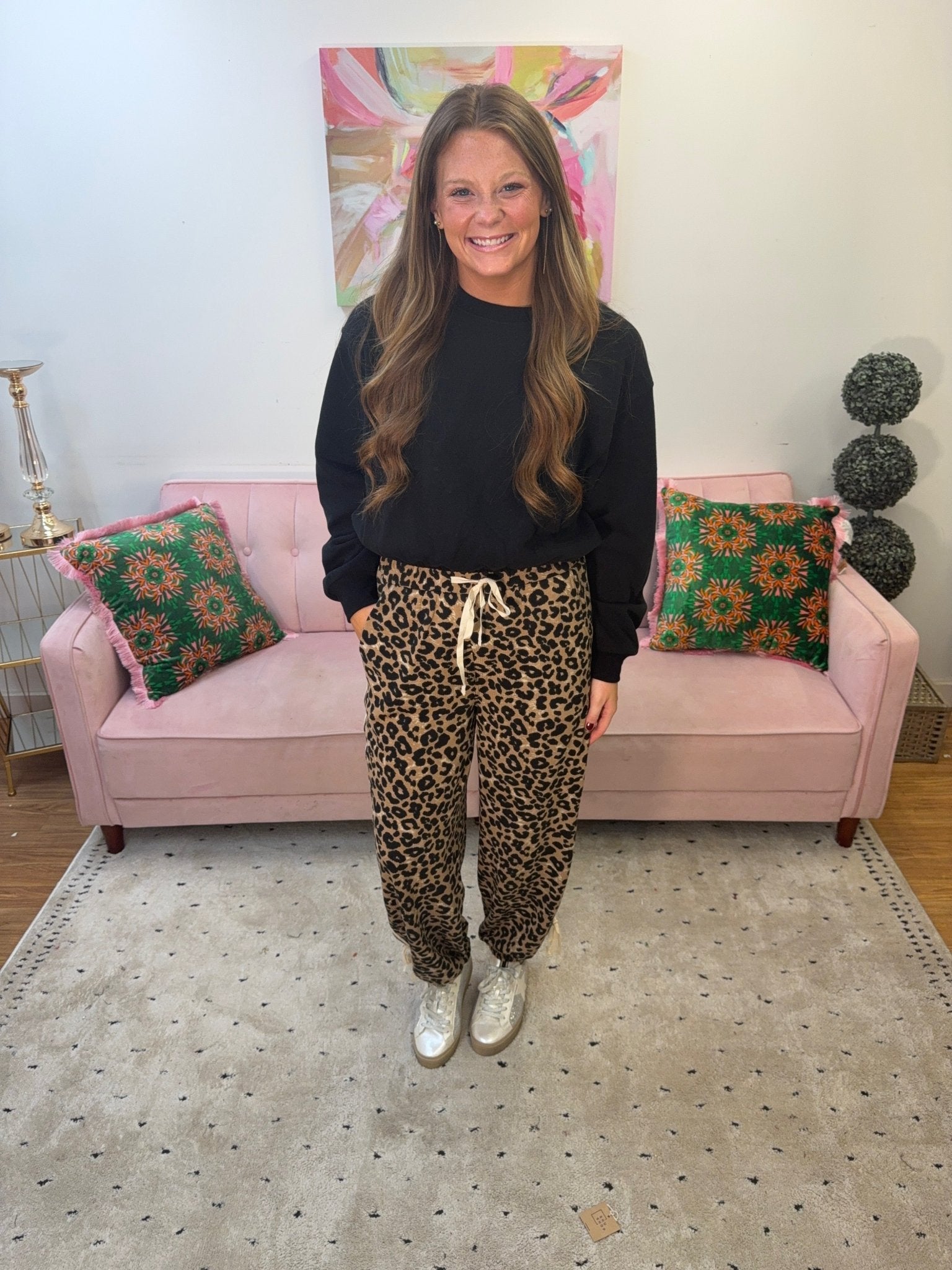 Leopard Waffle Joggers - Ballyhoo Boutique and Gift