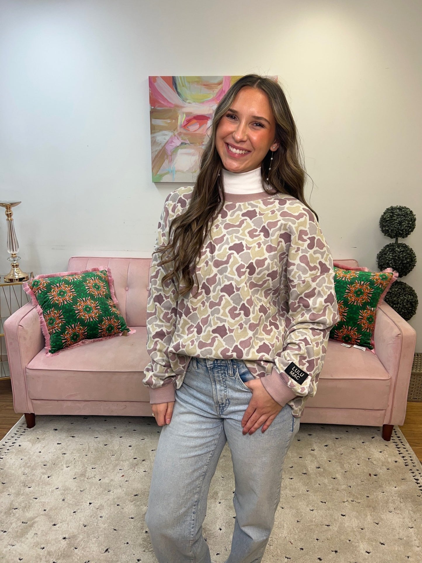 Lulu Mac Camo Waffle Top - Ballyhoo Boutique and Gift