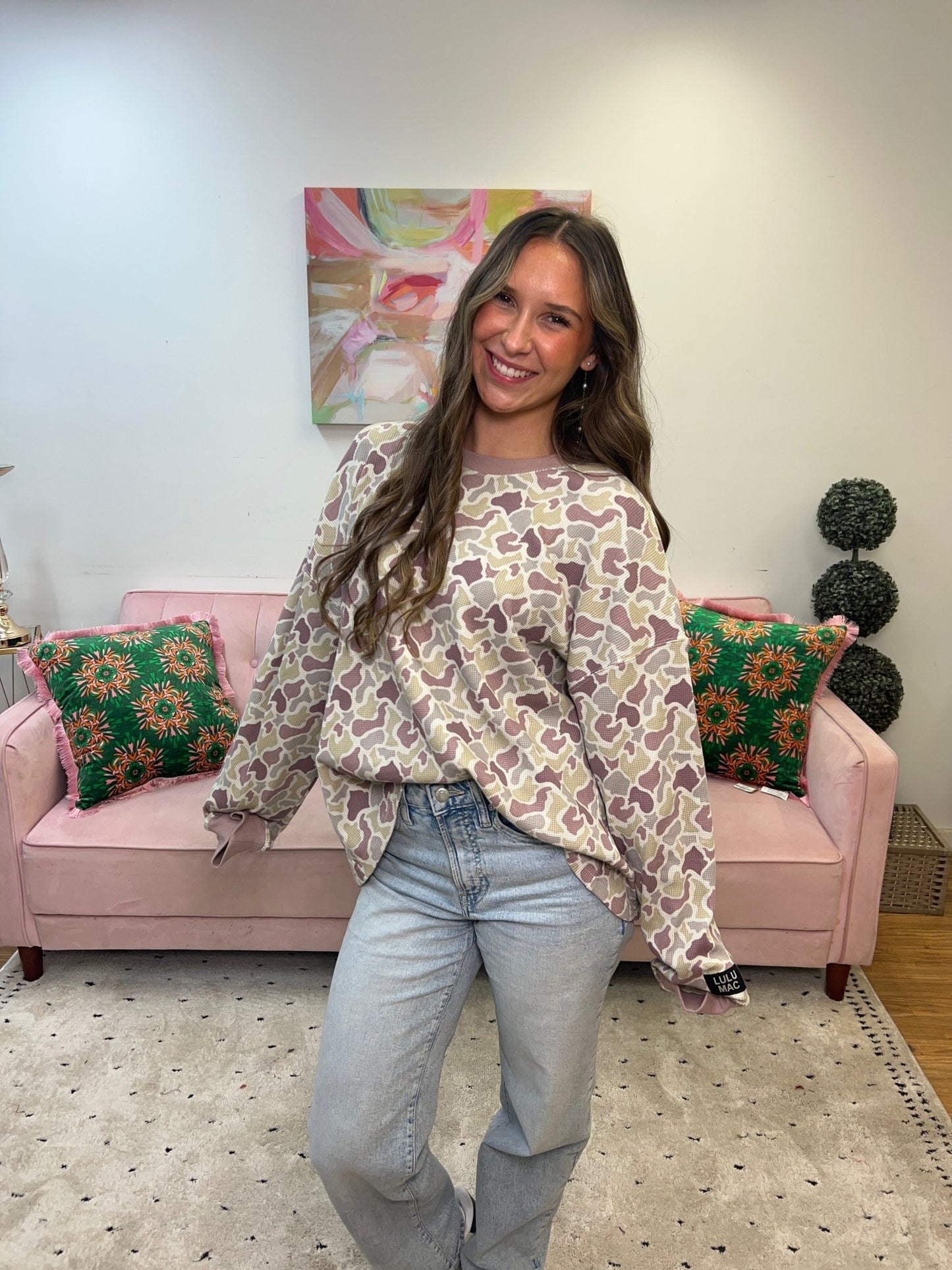 Lulu Mac Camo Waffle Top - Ballyhoo Boutique and Gift