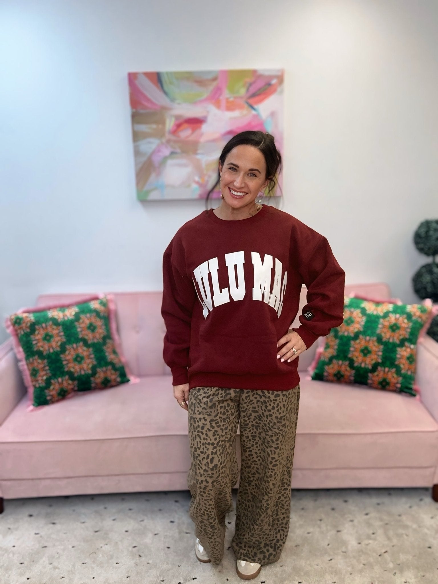 Lulu Mac Maroon/White Sweatshirt - Ballyhoo Boutique and Gift