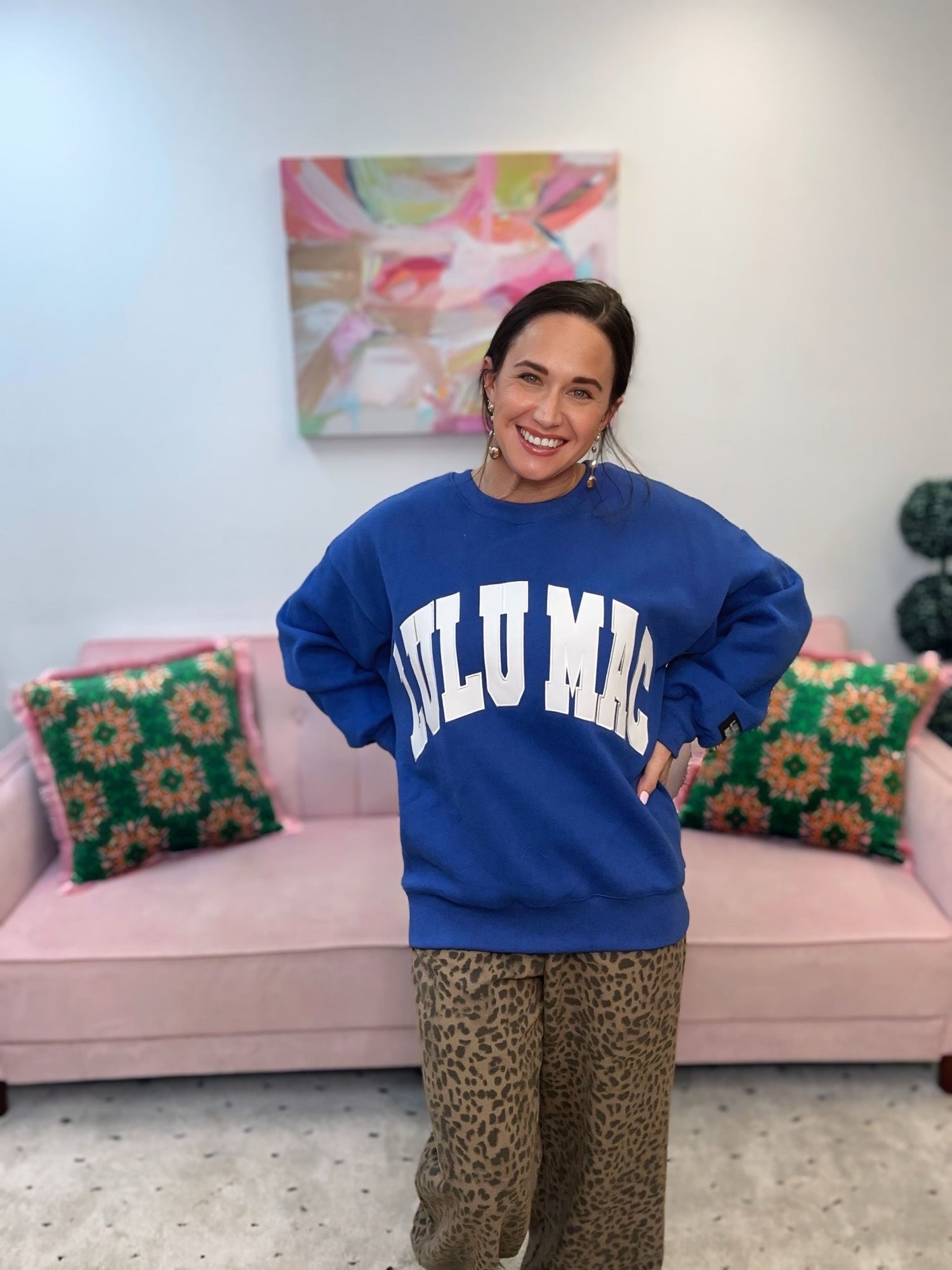 Lulu Mac Royal/White Sweatshirt - Ballyhoo Boutique and Gift