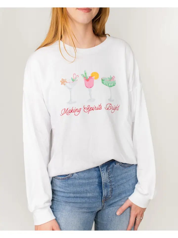 Making Spirits Bright Sweatshirt - Ballyhoo Boutique and Gift