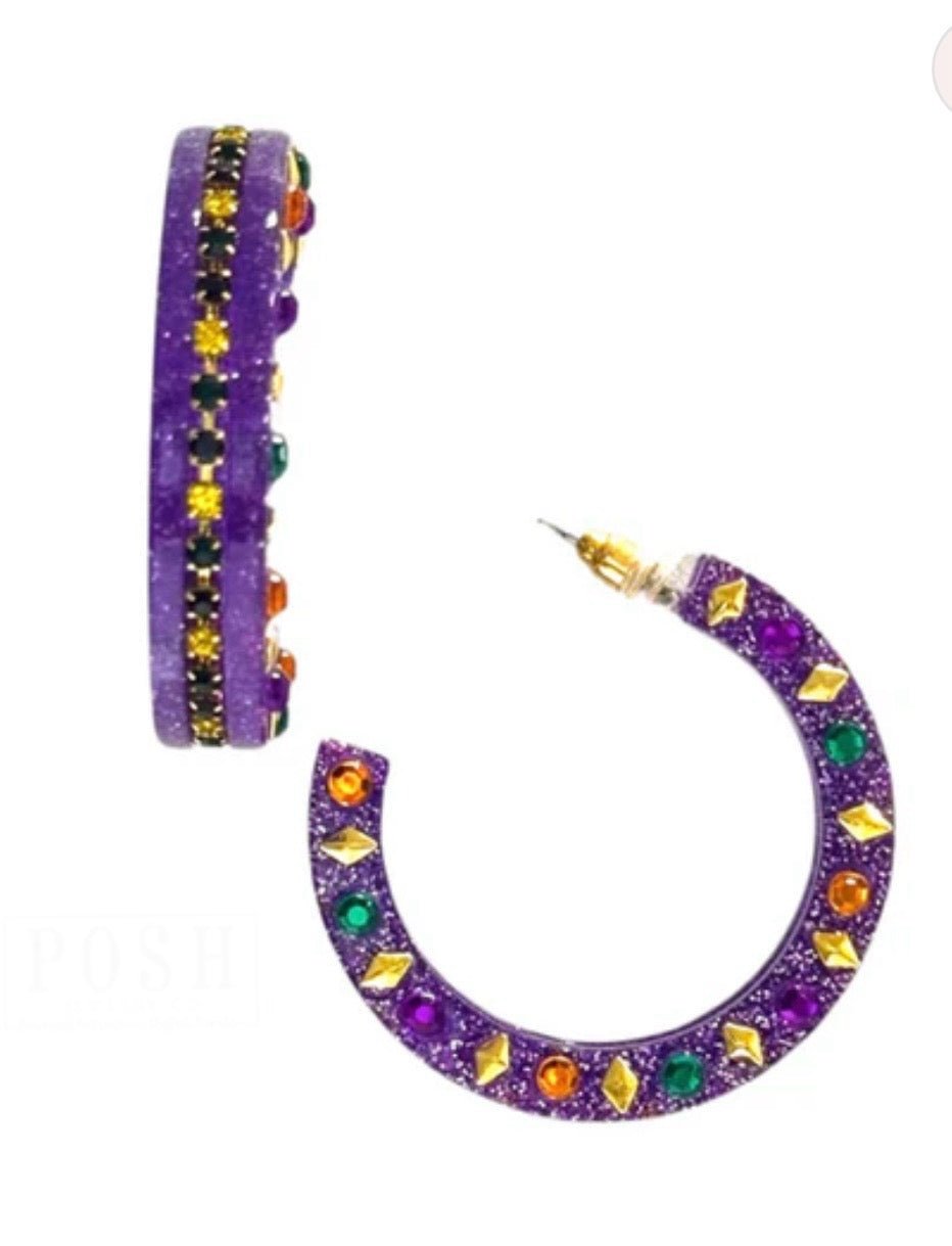 Mardi Gras Hoop Earring - Ballyhoo Boutique and Gift