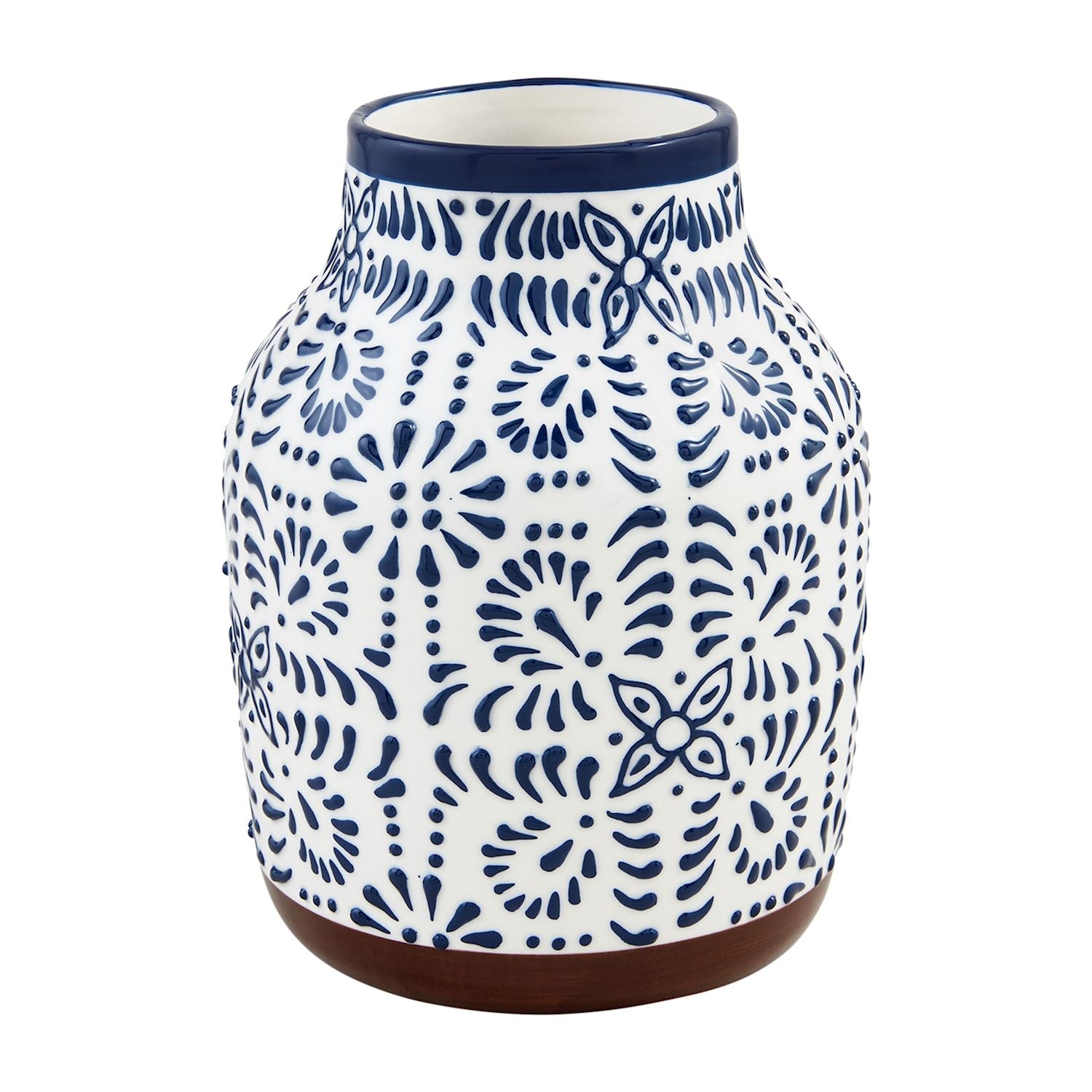 Medium Blue Floral Vase - Ballyhoo Boutique and Gift