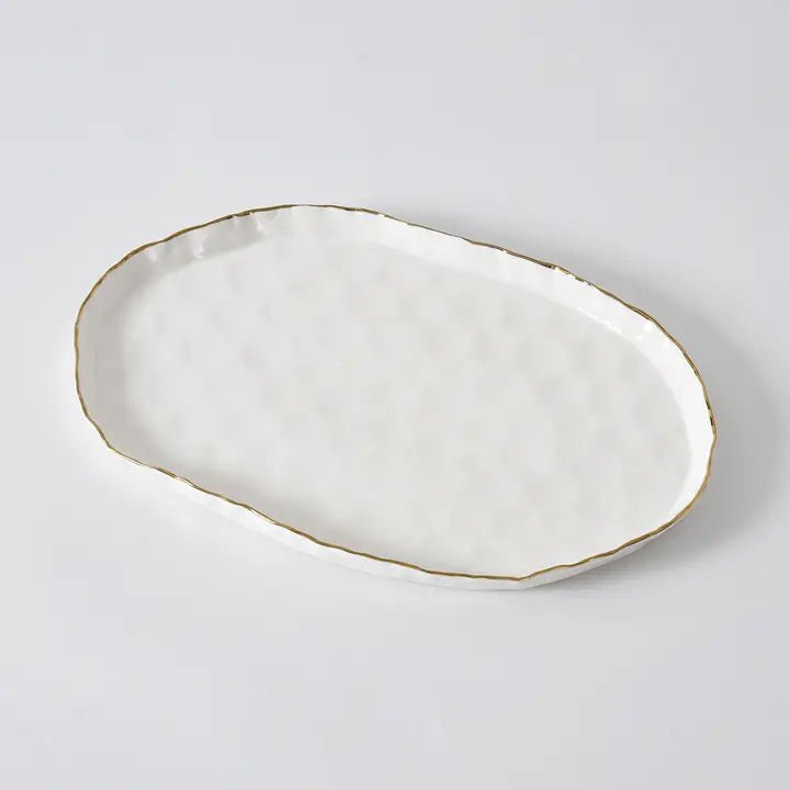 Medium Oval Platter w/ Gold Rim - Ballyhoo Boutique and Gift