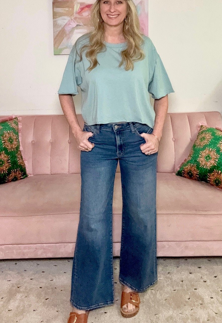 Medium Wash Wide Leg Denim - Ballyhoo Boutique and Gift