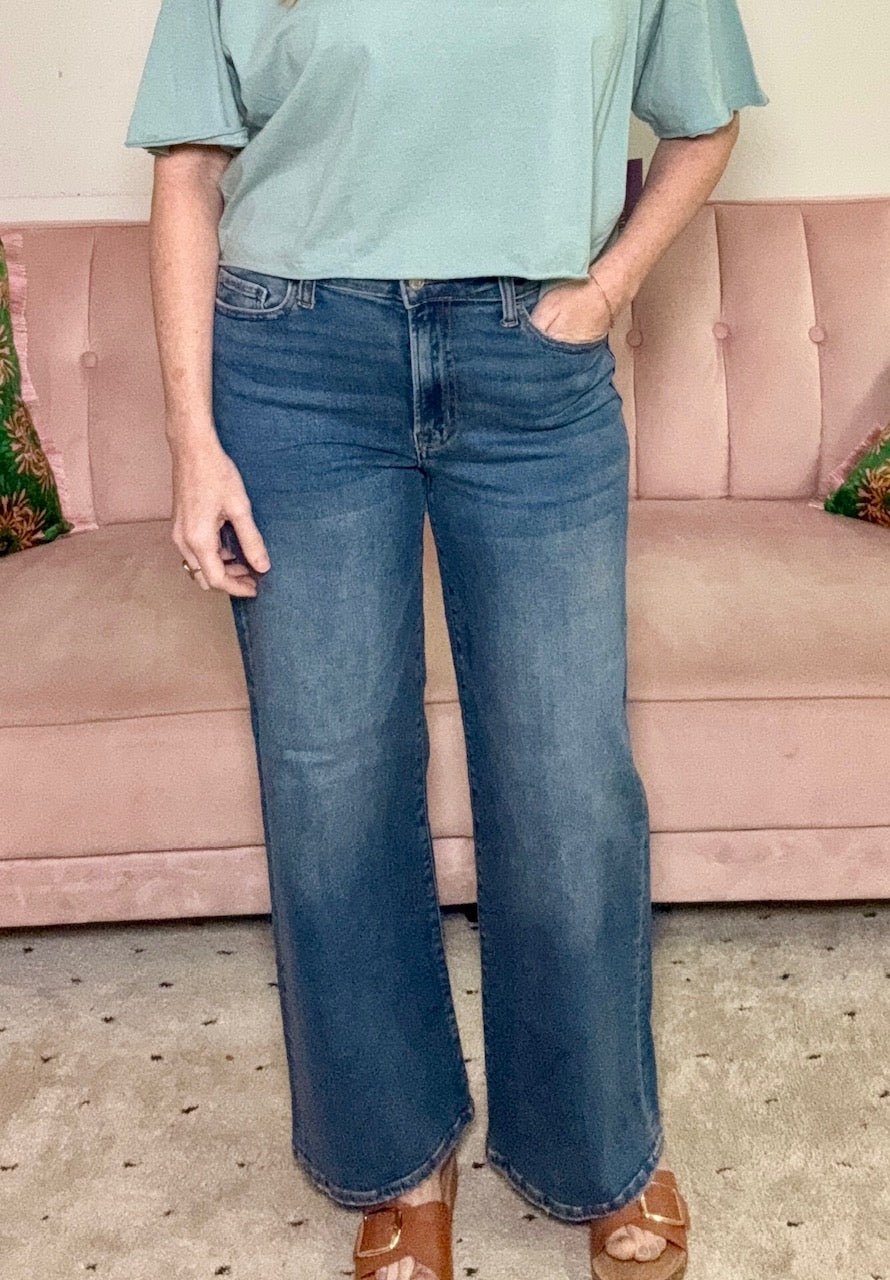 Medium Wash Wide Leg Denim - Ballyhoo Boutique and Gift