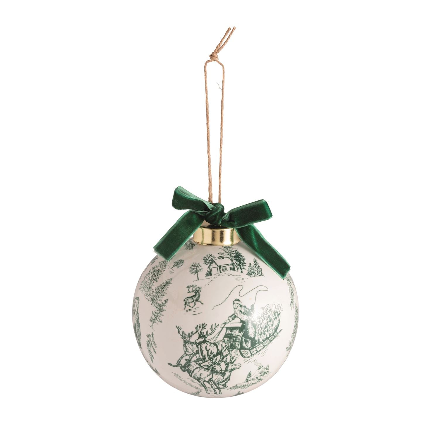 Merry Christmas Toile Ornament - Ballyhoo Boutique and Gift