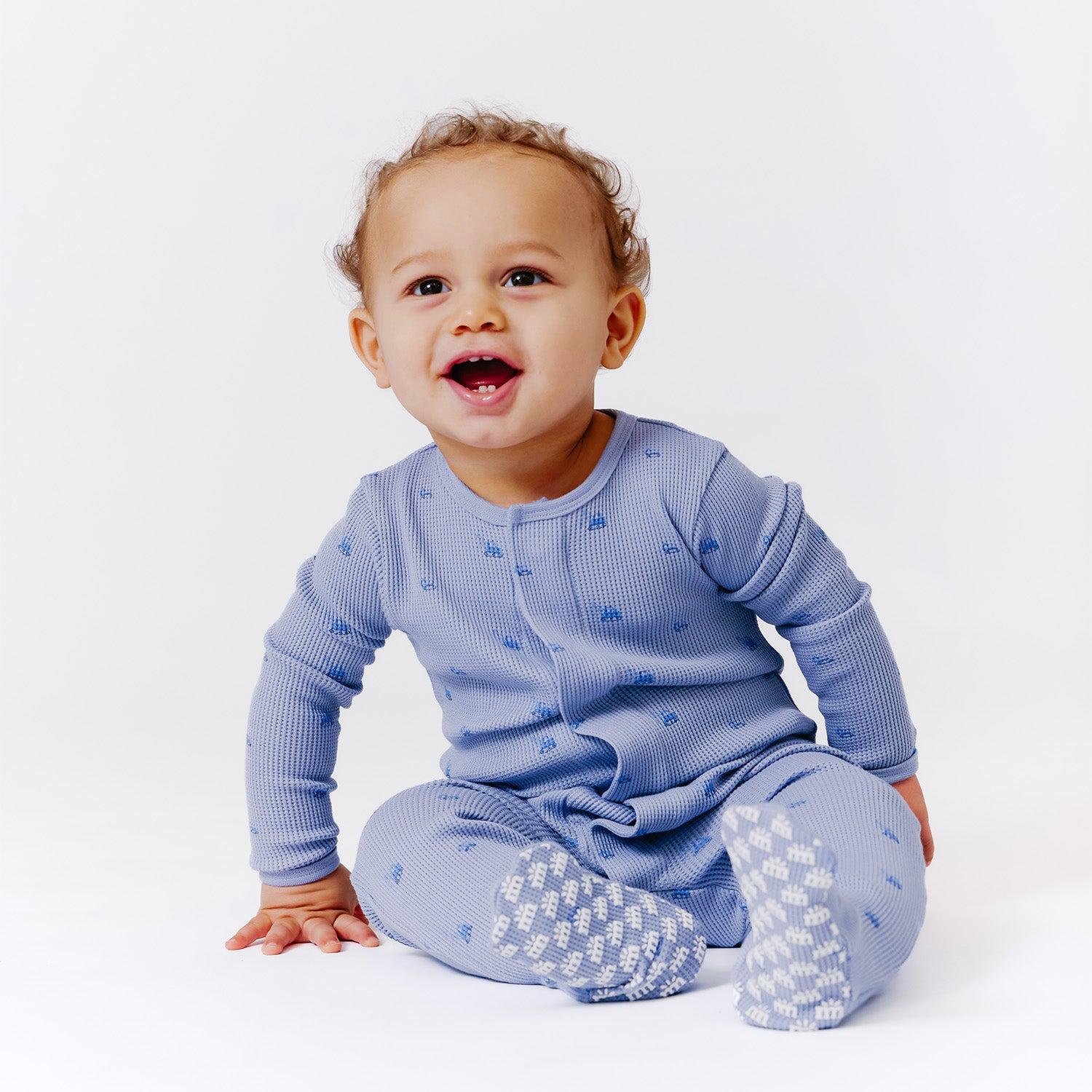 MM Soft Slate Waffle Footie - Ballyhoo Boutique and Gift