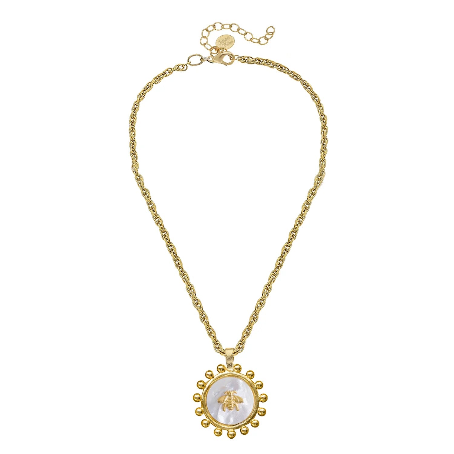 Mother of Pearl Bee Pendant Necklace - Ballyhoo Boutique and Gift