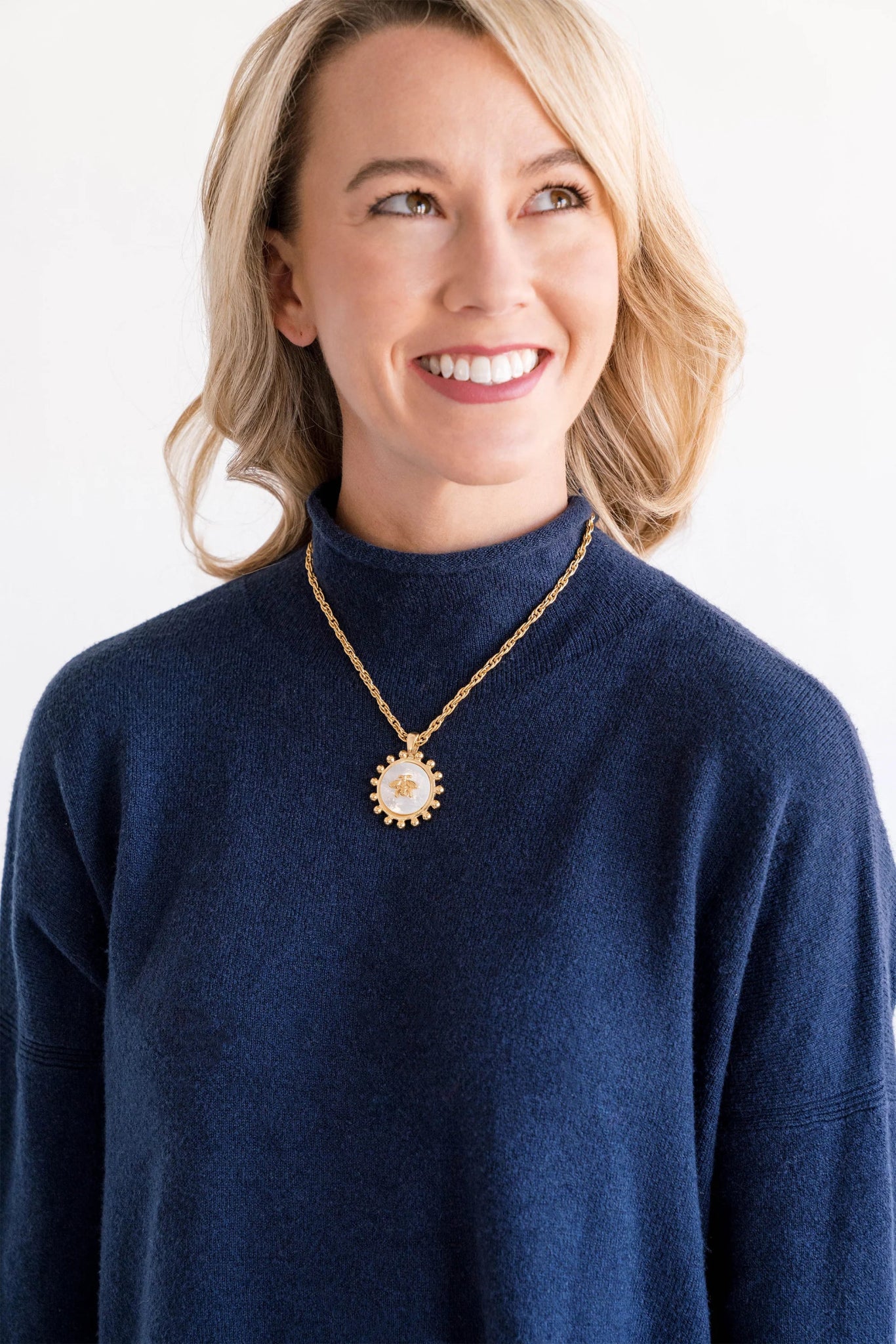 Mother of Pearl Bee Pendant Necklace - Ballyhoo Boutique and Gift