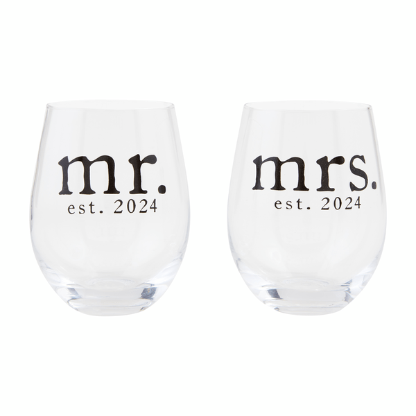 Mr. & Mrs. Wine Glasses - Ballyhoo Boutique and Gift