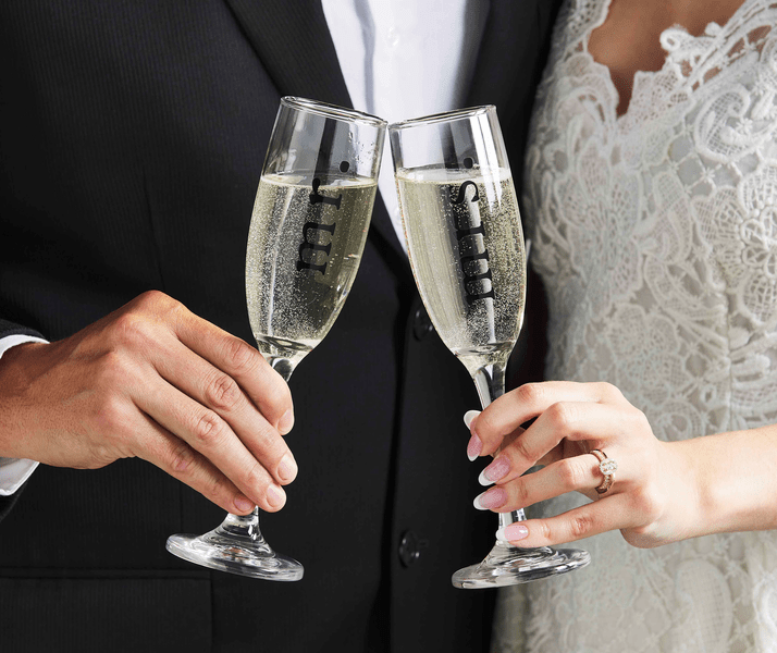 Mr.&Mrs. Boxed Champagne Glass - Ballyhoo Boutique and Gift